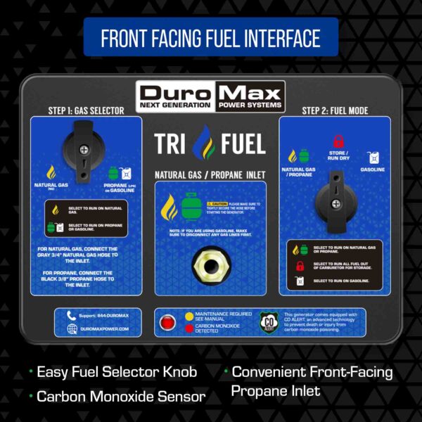 DuroMax XP13000HXT 10500W/13000W Tri-Fuel Portable Generator | CO Alert - Image 10