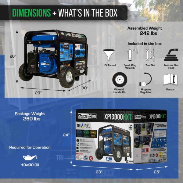 DuroMax XP13000HXT 10500W/13000W Tri-Fuel Portable Generator | CO Alert - Image 12