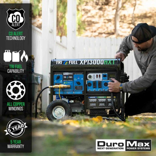 DuroMax XP13000HXT 10500W/13000W Tri-Fuel Portable Generator | CO Alert - Image 3